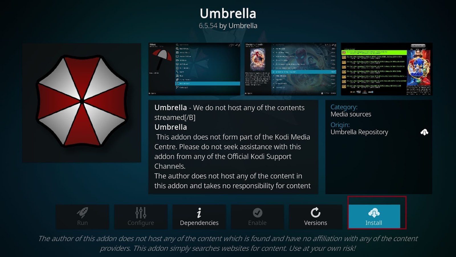 How to Install the Umbrella Addon on Kodi